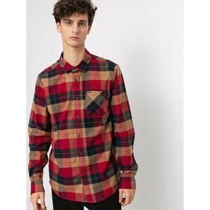 Volcom Flannel Shirt Mens XL Modern Fit Plaid Long Sleeve Button Front Red Navy